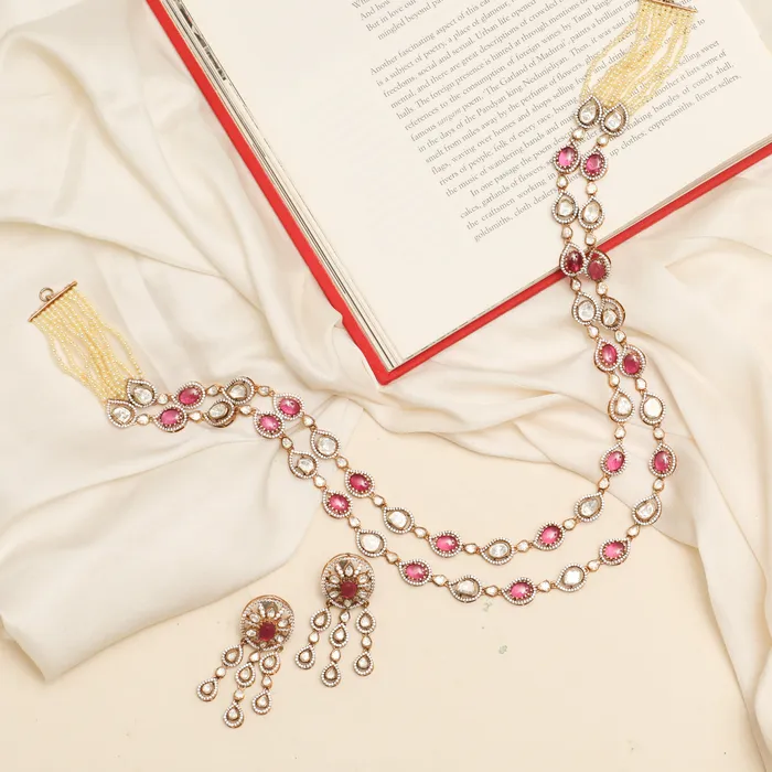 SILVER Necklaces Reem Moissanite Dual Layer Silver Necklace Set