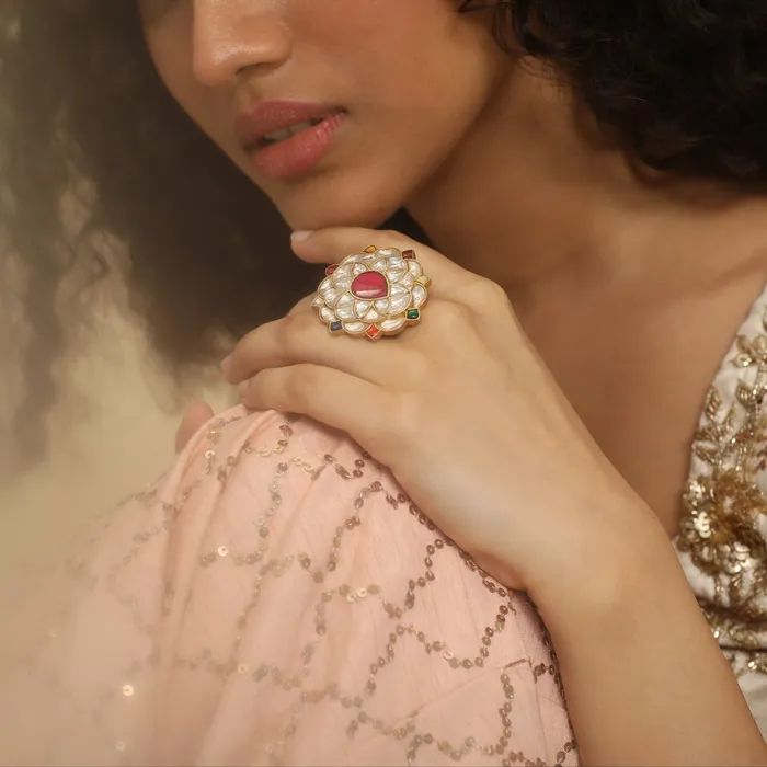 SILVER Rings Malar Navaratna Silver Ring