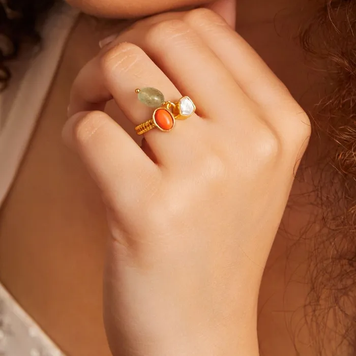 SILVER Rings Oceanic Weaver Gem Cluster Silver Finger Ring