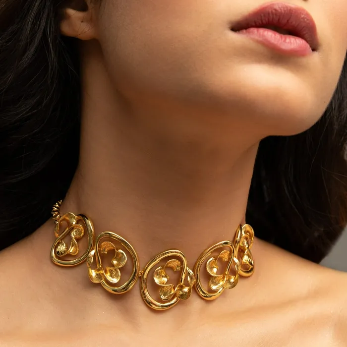 SILVER Rings Sandscape Statement Floral Silver Choker