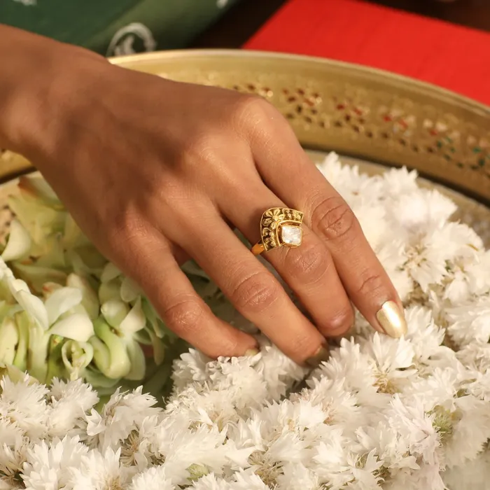 SILVER Rings Saumya Nakshi Moissanite Finger Ring
