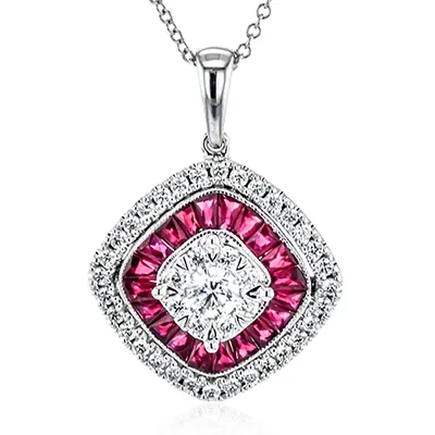 Simon G PENDANT NECKLACE IN 18K GOLD WITH RUBIES AND DIAMONDS International Diamond Center Necklaces Simon G PENDANT NECKLACE IN 18K GOLD WITH RUBIES AND DIAMONDS International Diamond Center Necklaces
