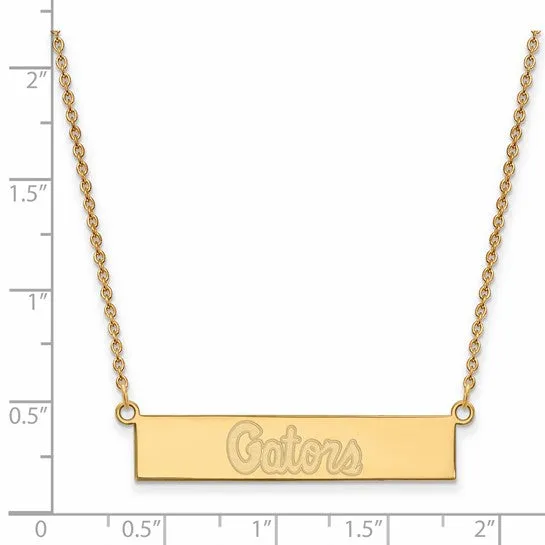 Sterling Silver Goldplated LogoArt University of Florida Gators Script Small Bar 18 inch Necklace International Diamond Center Necklaces Sterling Silver Goldplated LogoArt University of Florida Gators Script Small Bar 18 inch Necklace International Diamond Center Necklaces