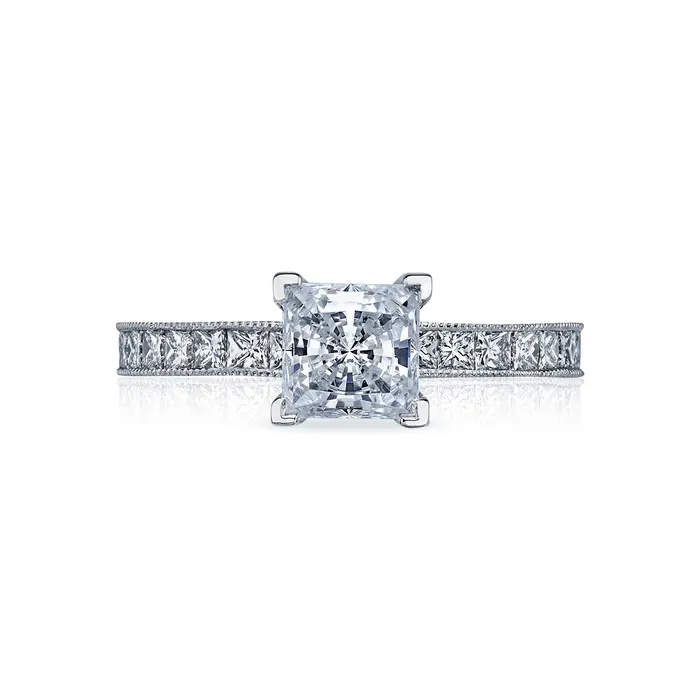Tacori 18k White Gold Sculpted Crescent Princess Diamond Engagement Ring Setting 07 CTW International Diamond Center Rings Tacori 18k White Gold Sculpted Crescent Princess Diamond Engagement Ring Setting 07 CTW International Diamond Center Rings