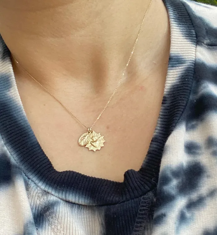 TheLittleCatholic Necklaces The Little Sacred Heart and Miraculous Medal Necklace in 14k Gold