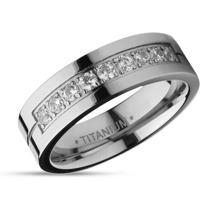 Titanium Wedding Ring CZ Wedding Ring Engagement Ring Silver Titanium Ring Engagement Clean Casting Jewelry Rings Titanium Wedding Ring CZ Wedding Ring Engagement Ring Silver Titanium Ring Engagement Clean Casting Jewelry Rings