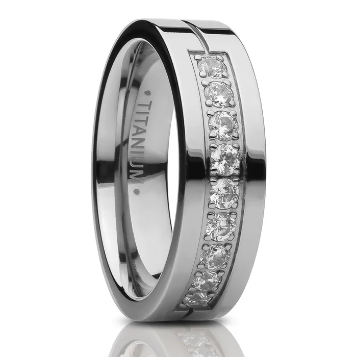 Titanium Wedding Ring CZ Wedding Ring Engagement Ring Silver Titanium Ring Engagement Clean Casting Jewelry Rings