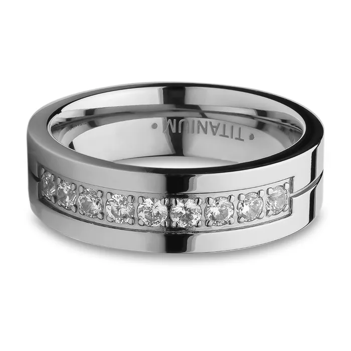 Titanium Wedding Ring CZ Wedding Ring Engagement Ring Silver Titanium Ring Engagement Clean Casting Jewelry Rings