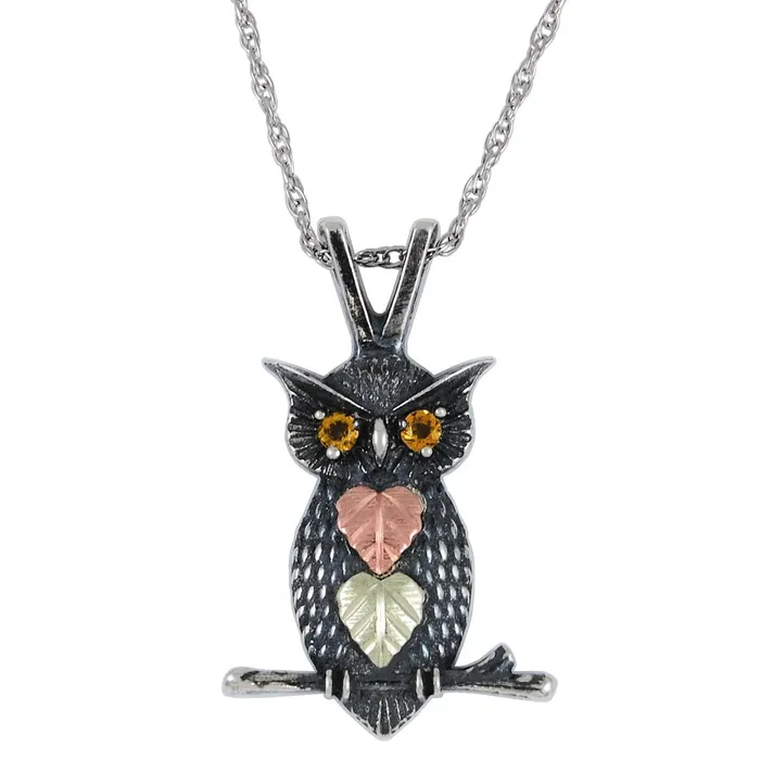 TR Jewelry Concepts Necklaces Black Hills Gold Owl Pendant with Citrine Eyes TR Jewelry Concepts Necklaces Black Hills Gold Owl Pendant with Citrine Eyes