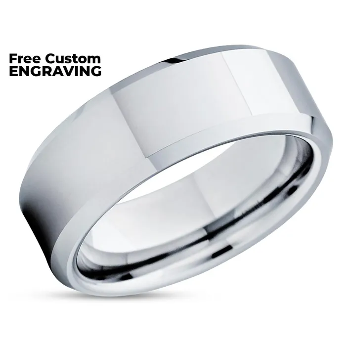 Tungsten Wedding Ring Silver Tungsten Ring Tungsten Wedding Band Wedding Ring Clean Casting Jewelry Rings
