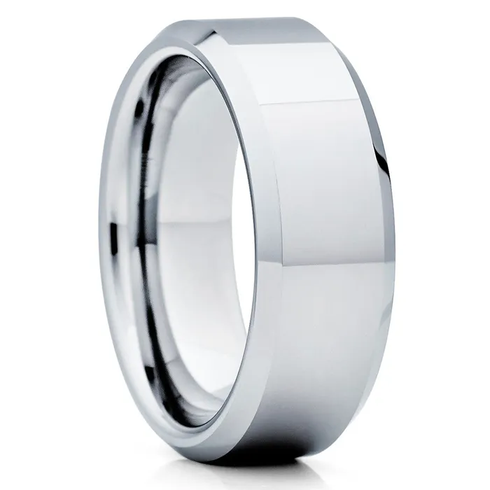 Tungsten Wedding Ring Silver Tungsten Ring Tungsten Wedding Band Wedding Ring Clean Casting Jewelry Rings