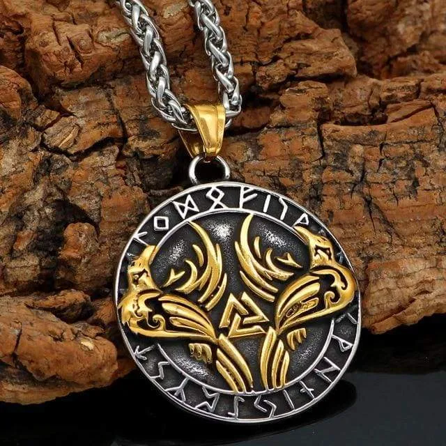 Valhalla Vikings Necklaces Viking Necklace Huginn Muninn Valknut