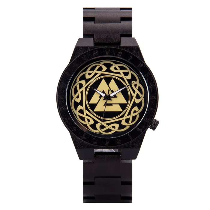 Valhalla Vikings WOODEN VIKING WATCH WITH VALKNUT SYMBOL Watches