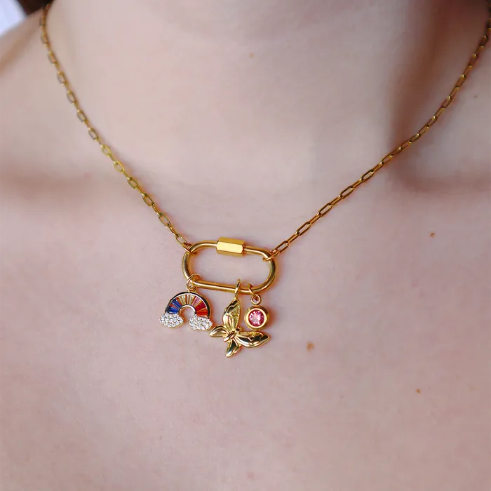 VibeSzn Charm Necklaces Crystal Rainbow Charm