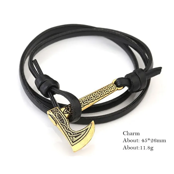 Viking Leather Bracelet Nordic Axe Valhalla Vikings Bracelets