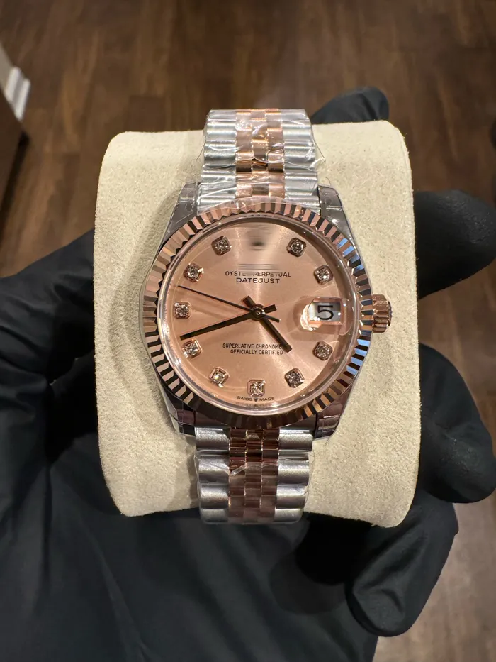Watches Custom Moissanite Watch Pink Face DripGawd Jewelry