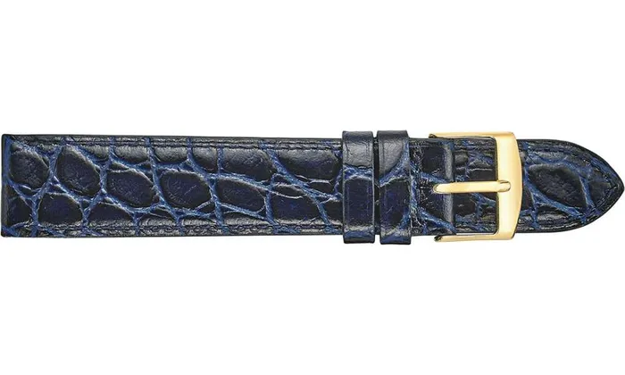 Watches Watch Strap Navy Blue Crocodile Grained Leather Watch Strap