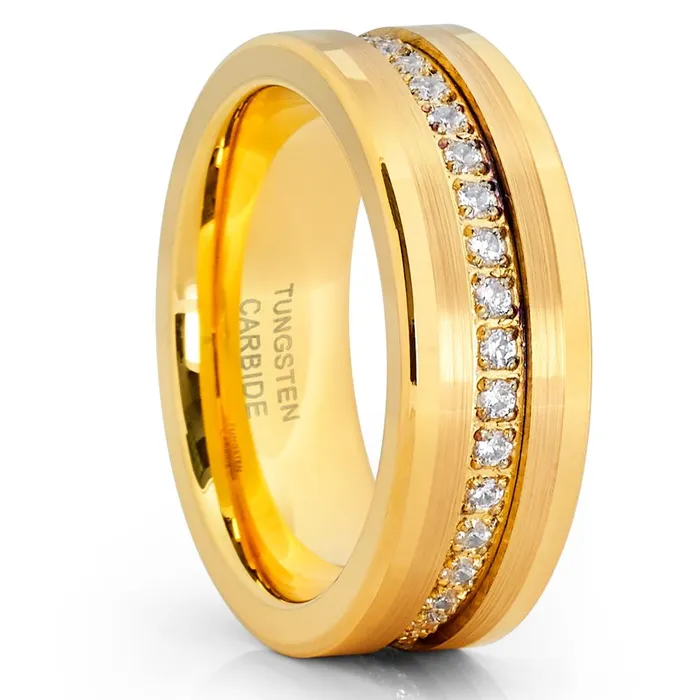 Yellow Gold Tungsten Wedding Band 8mm Yellow Gold Ring Tungsten Ring 8mm Clean Casting Jewelry Rings
