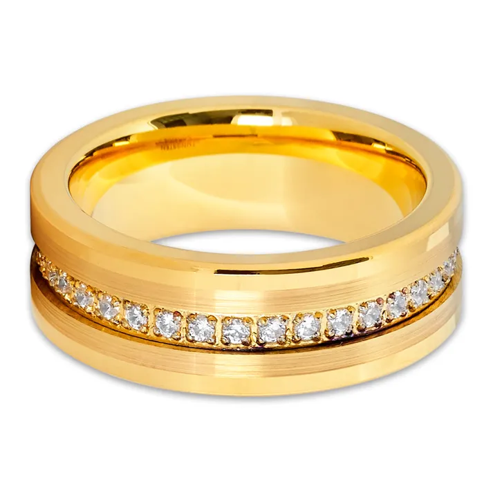 Yellow Gold Tungsten Wedding Band 8mm Yellow Gold Ring Tungsten Ring 8mm Clean Casting Jewelry Rings